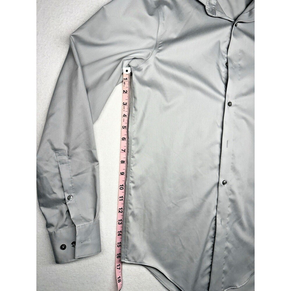 Calvin Klein Slim Fit Dress Shirt Mens 14.5 32/33 Gray Non Iron Stretch Flex - Picture 6 of 10